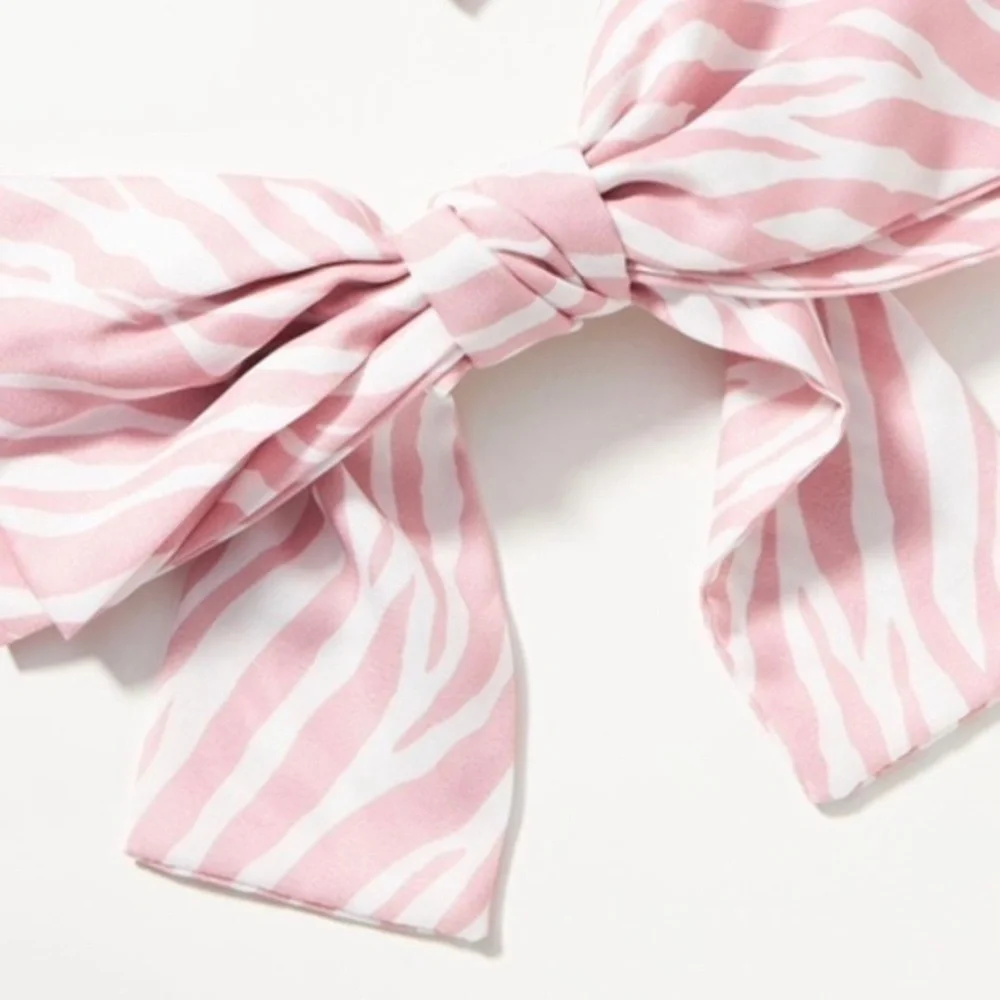 Anthropologie Pink Zebra  Printed Bow Barrette